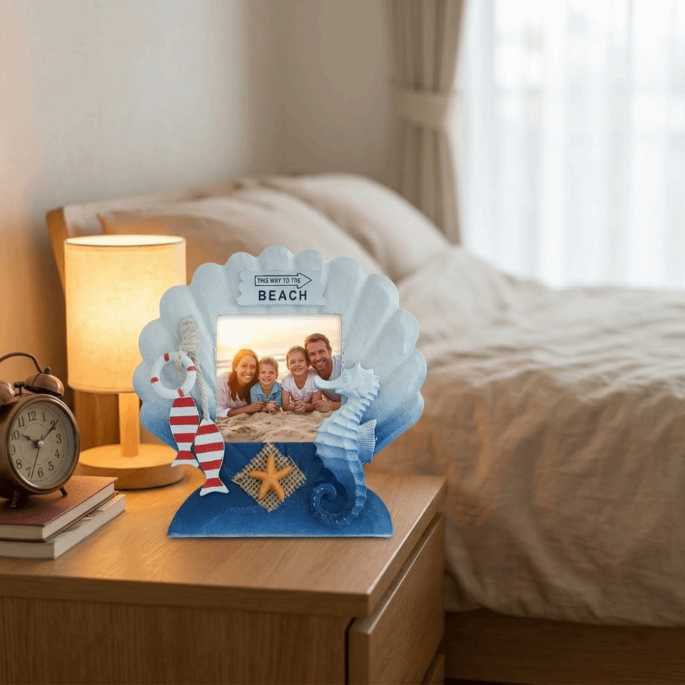 Vintage Collectible Shop - 3-inch Ocean-Themed Photo Frame Wooden Unique-shaped