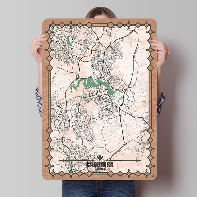 Canberra City Map Tinplate Pos - Canberra Vintage & Collectible Centre Reviews 评论和价格