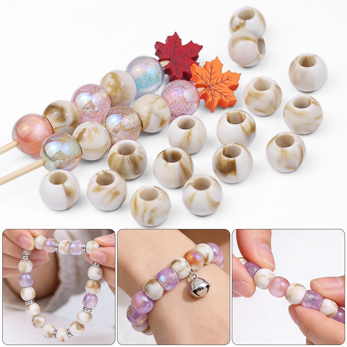 20/40/60pcs 12mm Large Hole Ma - Vintage Collectible Marbles 评论和价格
