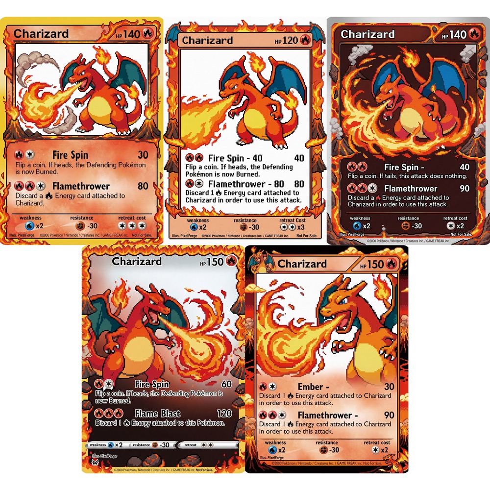 5Pcs Pokemon Cards Charizard G - Vintage And Collectible Toys 评论和价格