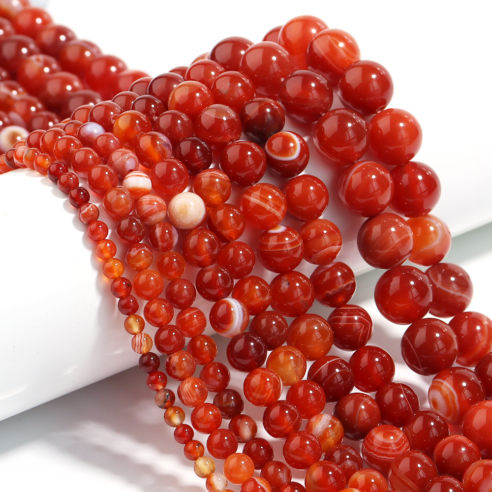 1 Strand Red Striped Agate Nat - Vintage Collector 评论和价格