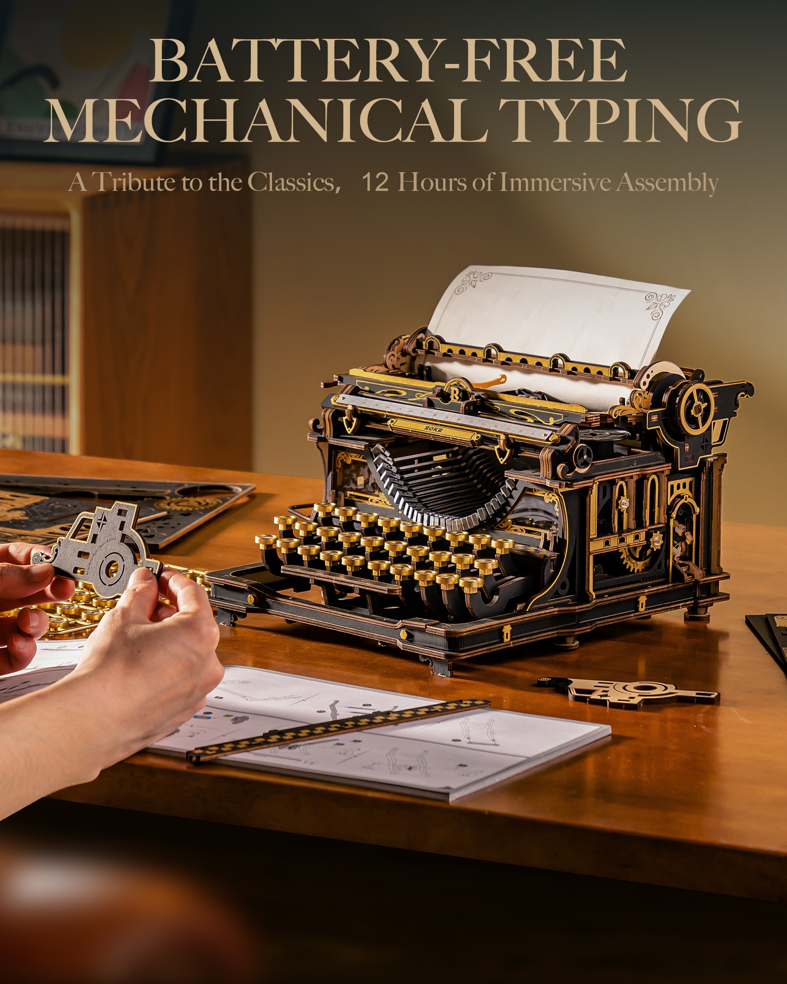 ROKR 3D Wooden Typewriter Puzz - Vintage And Collectible Toys 评论和价格
